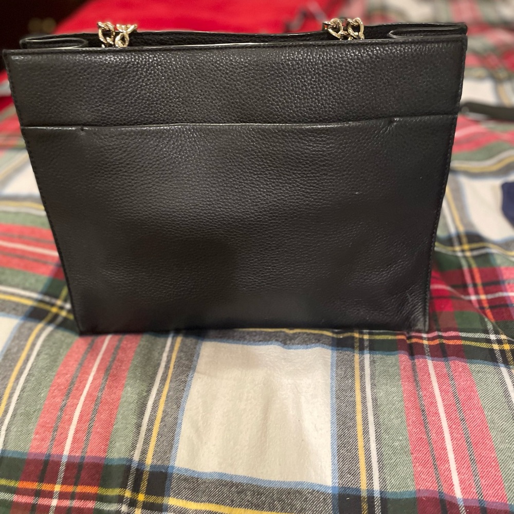 Kate Spade Black Tote with Gold Chain and White Bow Accent - Picture 3 of 6